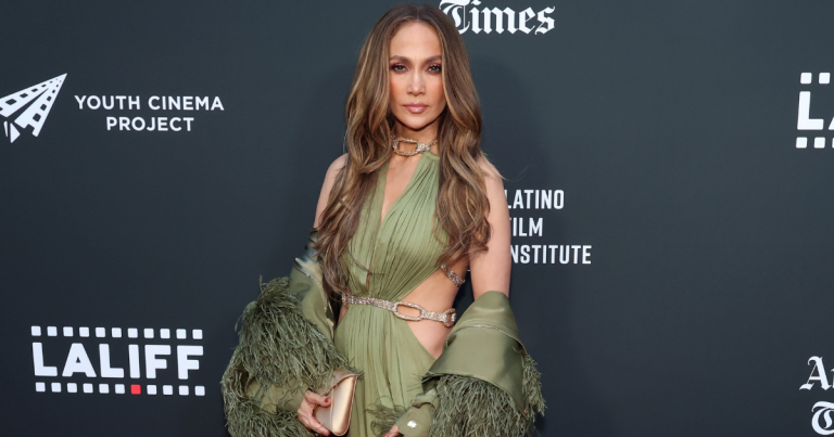 Jennifer Lopez’s Airy Dress Is Held up in Places With Nothing but Chains
