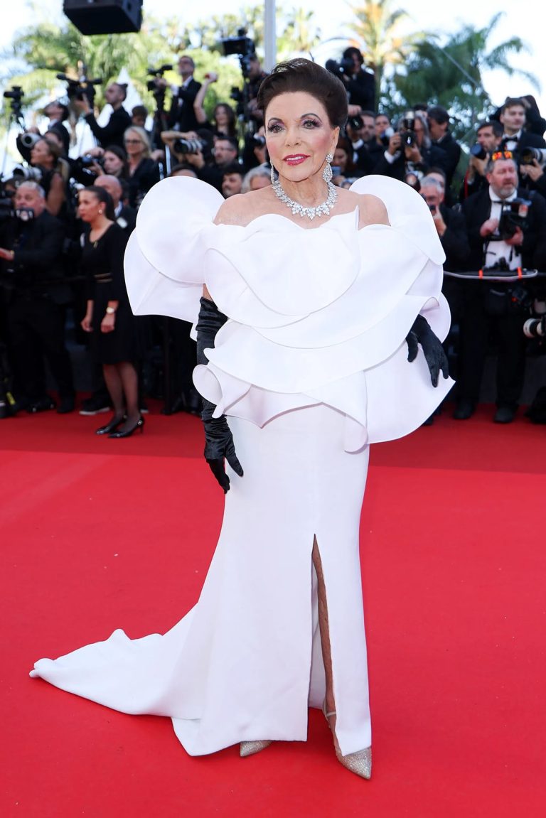 Joan Collins Wore Stéphane Rolland Orchid Gown To Cannes