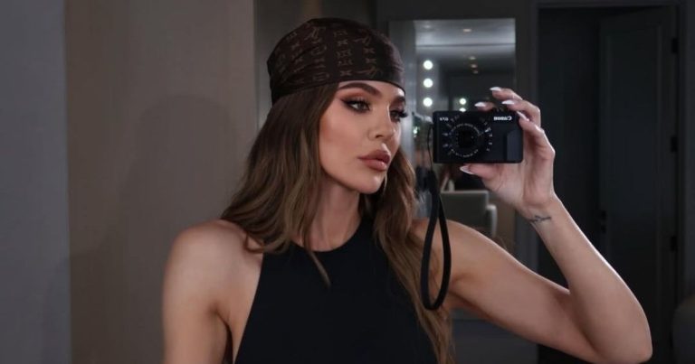 Khloe Kardashian Is a Golden Goddess in Plunging Micro Minidress