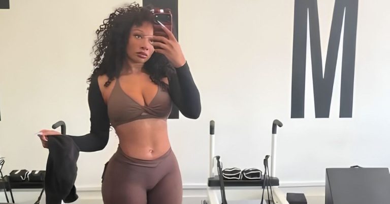 Megan Thee Stallion Risks It All in Cutout Micro Minidress Hanging by a String