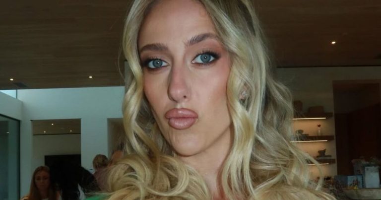 Brittany Mahomes Leaves Micro Minidress Unbuttoned for Deep Plunging Look