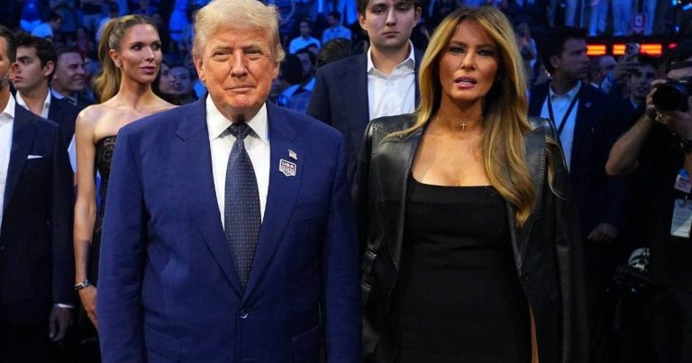 Melania Trump’s Jacket Can’t Quite Hide the Drama of Her Plunging Dress