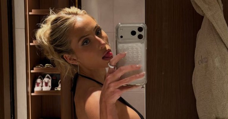 Alix Earle Swaps Undone Robe for Anchor Bikini in Back-To-Back Plunging Looks