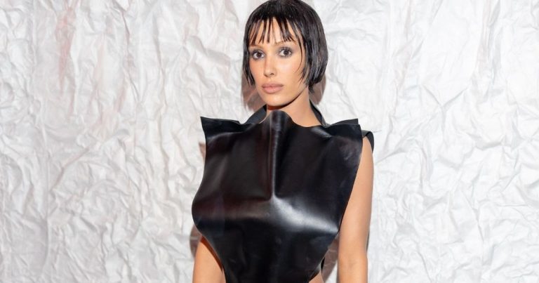 Bianca Censori Stuns in Skin-Tight Latex Catsuit Featuring Huge Cutout