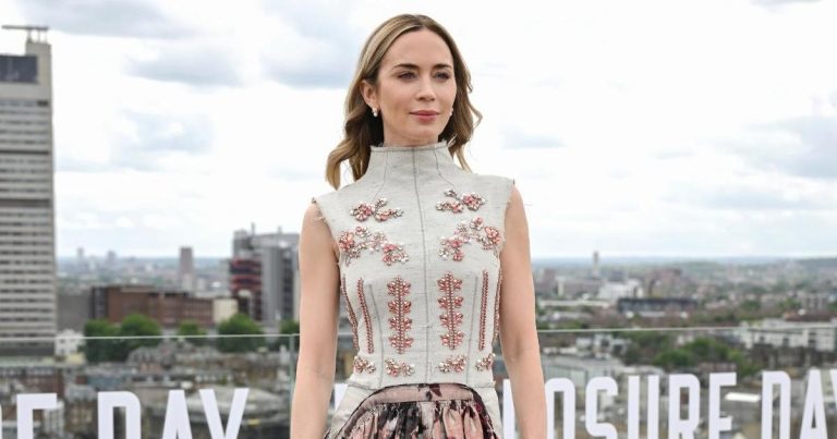 Emily Blunt’s Lacy Bra Peeks Through Undone PJs in Sultry WSJ Shoot