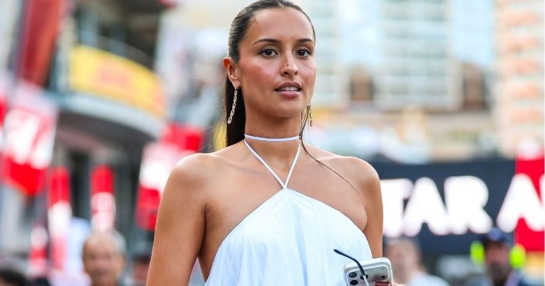 Alexandra Leclerc’s String-Held Micro Minidress Is Hanging on for Dear Life