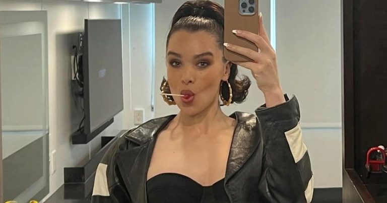 Hailee Steinfeld’s Racy Pose in Fuzzy Bralette Will Make You Look Twice