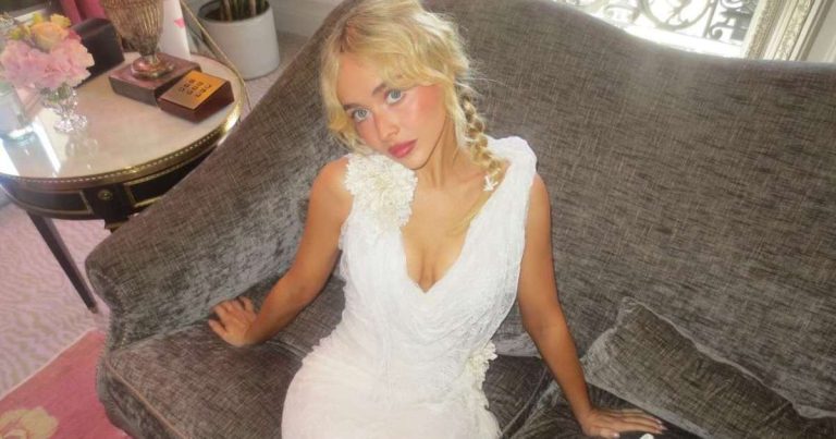 Sabrina Carpenter’s Plunging Dress Goes Lacy & See-Through at Dior Show