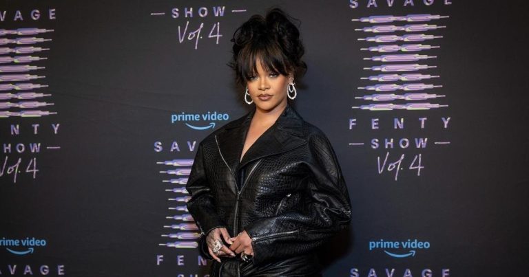 Rihanna Goes Wild in Plunging Savage x Fenty Lace Slip Micro Minidress
