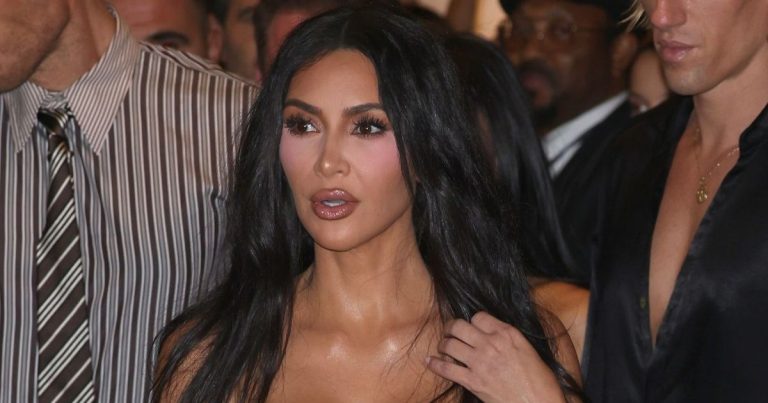 Kim Kardashian’s Plunging Ludovic de Saint Sernin Dress Has a Sheer Slit