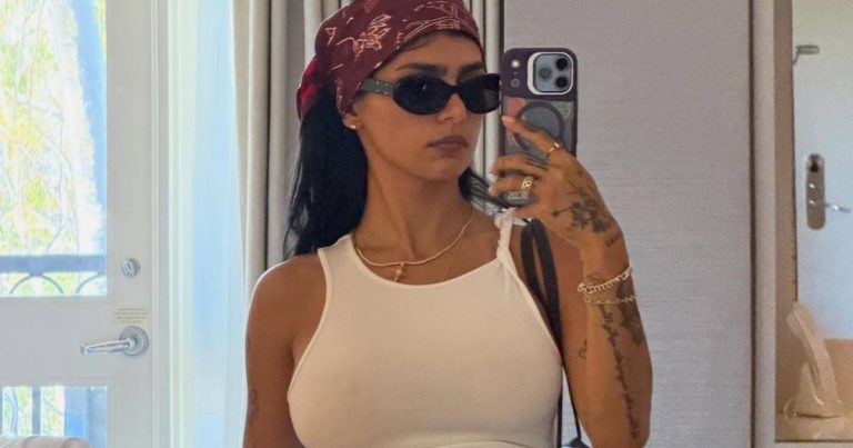 Mia Khalifa’s Sheer Corset Top Is Doing Its Best To Hold Everything In