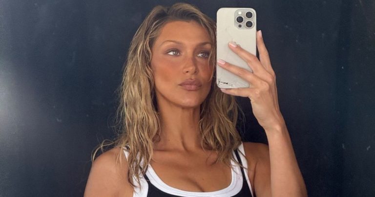 Bella Hadid Turns Lifted Dress Moment Into High-Cut Thong Display