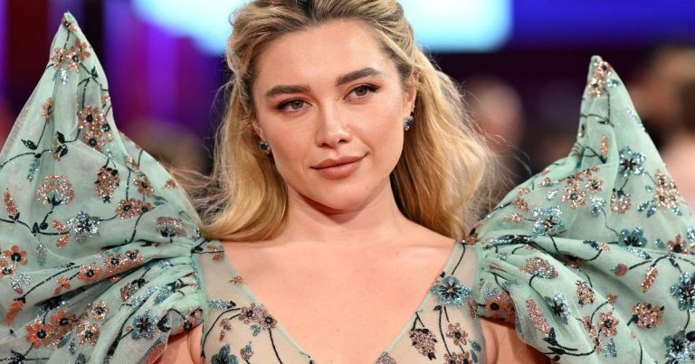 Florence Pugh Goes Braless Under Plunging Sheer Rodarte Gown at Film Festival