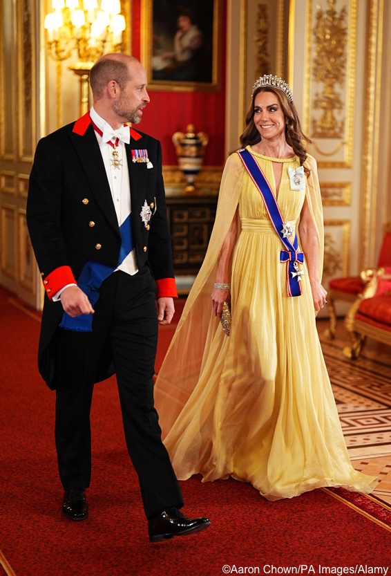 The Princess in Elie Saab and Lover’s Knot Tiara for Oman State Dinner – What Kate Wore