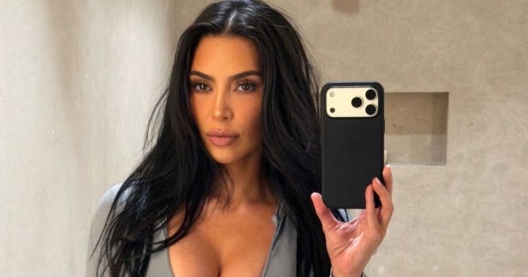 Kim Kardashian Almost Pops Out of Plunging Top Under Cartier Necklace