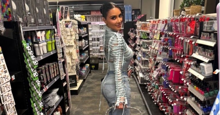 Kim Kardashian’s Plunging Dress Barely Hangs on by the Thinnest Strings