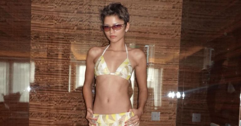 Zendaya Channels Halle Berry in Daring Lanvin String Bikini Top on Halloween